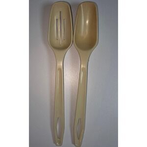 Vintage King Kraft Nylon plastic‎ Utensil Set Serving Spoon Slotted Spoon Beige